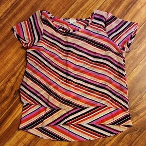 Dana Buchman Pink and Red Asymmetrical Blouse